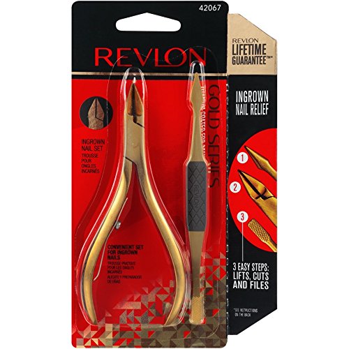 REVLON Gold Series Ingrown Away Set — Titanium-Coated Nipper + Dual-Ended Tool