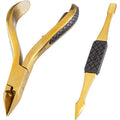 REVLON Gold Series Ingrown Away Set — Titanium-Coated Nipper + Dual-Ended Tool