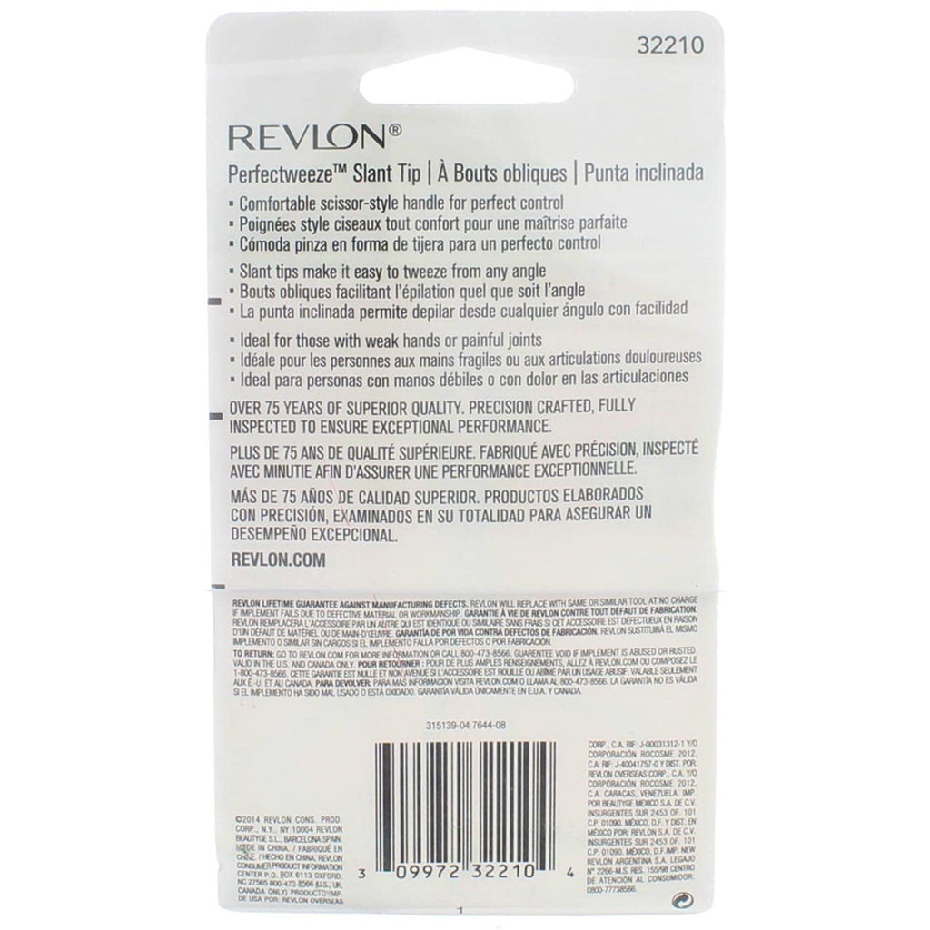 Revlon Perfectweeze Tweezer, Slant Tip – Pack of 3 | Precise, Comfortable Grooming