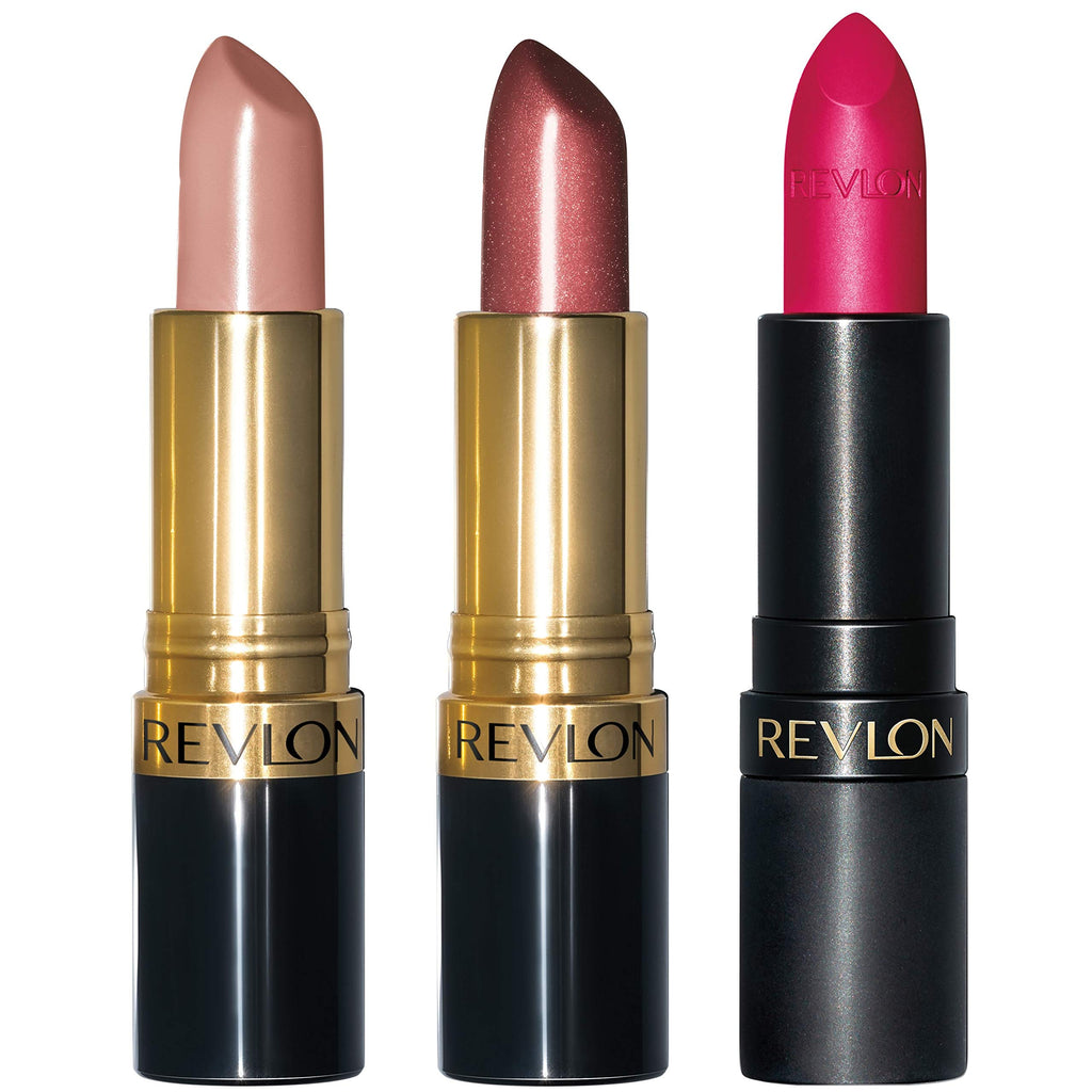 Revlon Super Lustrous 3-Piece Lipstick Gift Set – Cream, Pearl & Matte Finishes