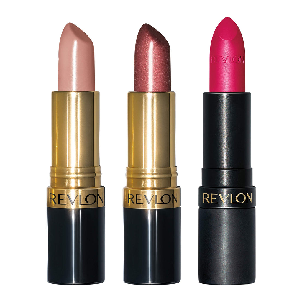 Revlon Super Lustrous 3-Piece Lipstick Gift Set – Cream, Pearl & Matte Finishes