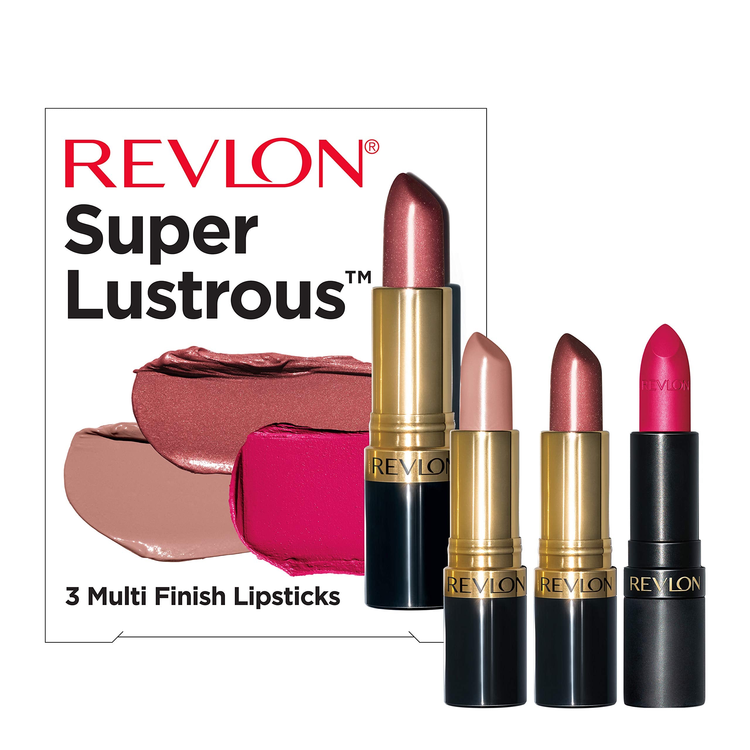 Revlon Super Lustrous 3-Piece Lipstick Gift Set – Cream, Pearl & Matte Finishes