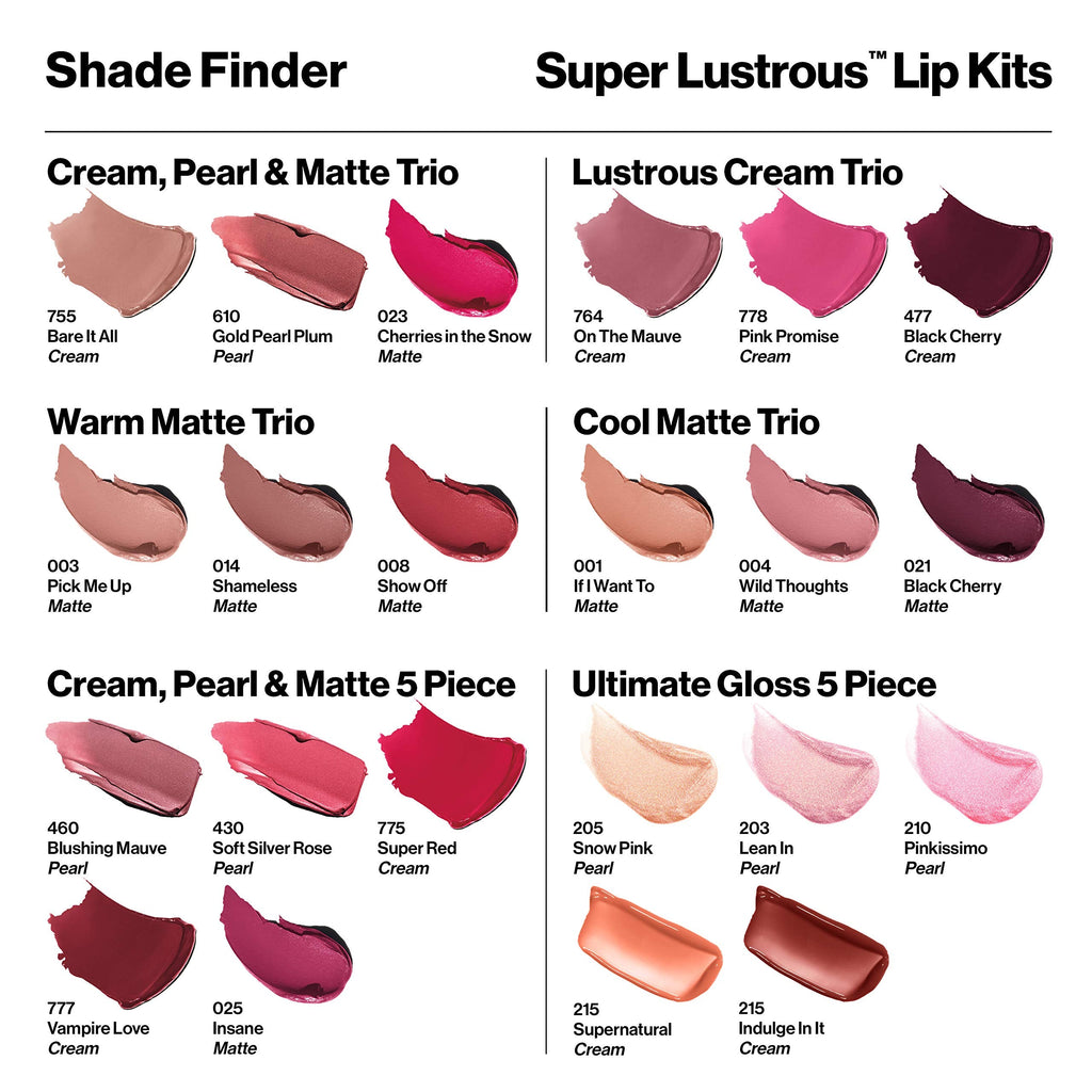 Revlon Super Lustrous 5-Piece Lipstick Gift Set – Matte, Pearl & Cream Finishes
