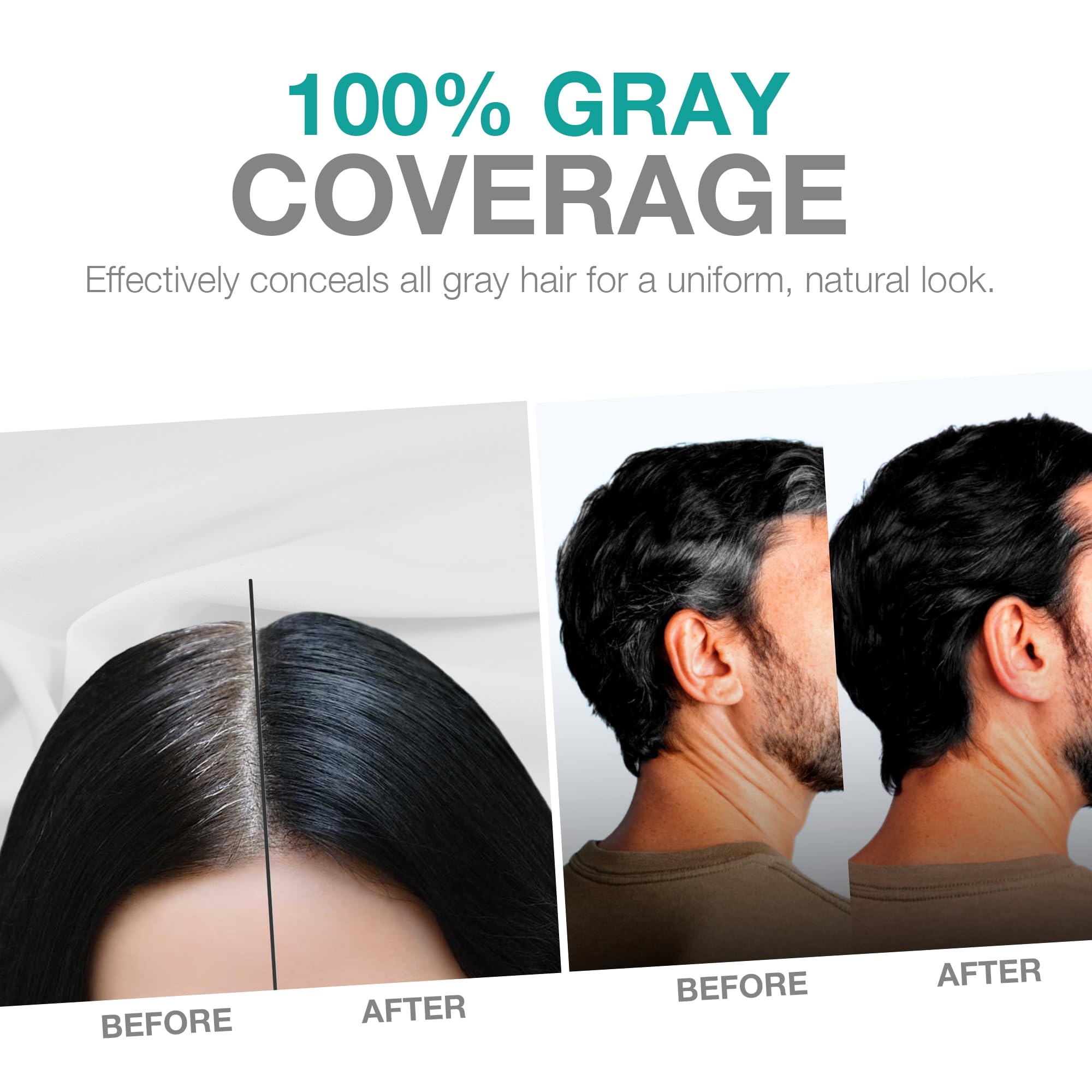 REVO Instant Black Hair Dye Shampoo – 3-in-1 Color & Conditioning (300ml) – Ammonia-Free, 5-Minute Gray Coverage