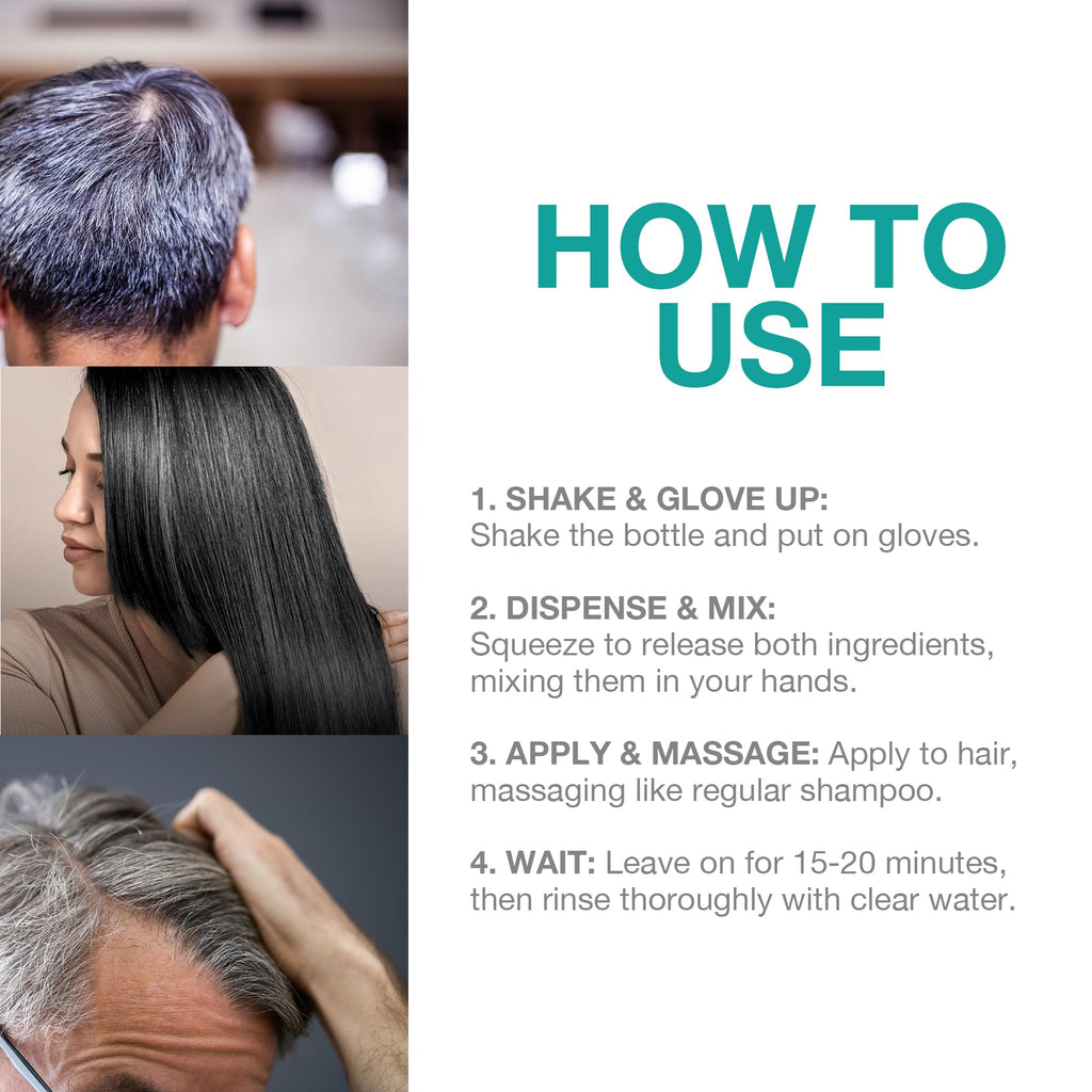 REVO Instant Black Hair Dye Shampoo – 3-in-1 Color & Conditioning (300ml) – Ammonia-Free, 5-Minute Gray Coverage