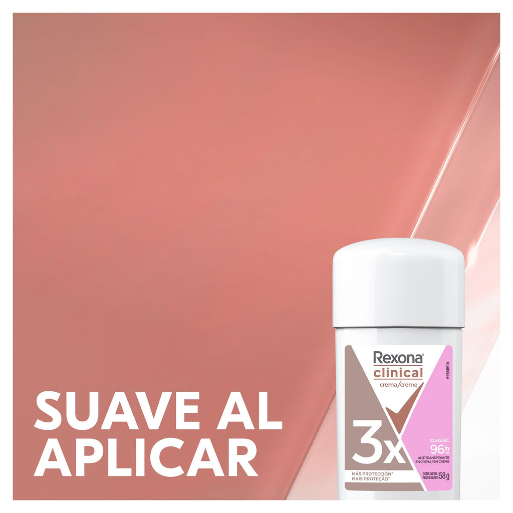 Rexona Clinical Deodorant 96HR 58g Cream Stick – Invisible Protection (Mexico)