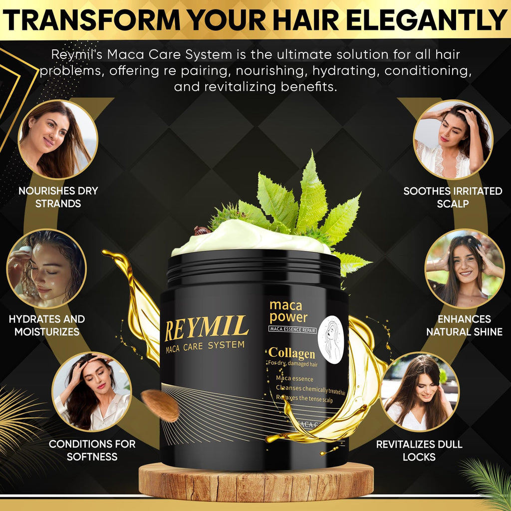 REYMIL Collagen Hair Mask – Deep Conditioning with Argan Oil | Repairs Dry & Frizzy Hair (500ml)