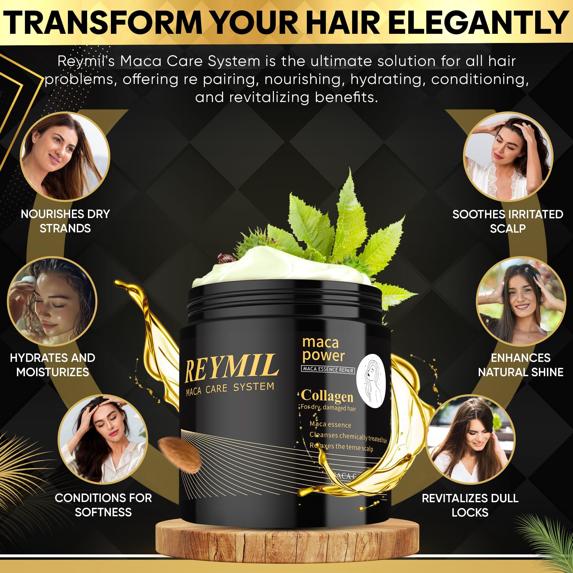 REYMIL Collagen Hair Mask – Deep Conditioning with Argan Oil | Repairs Dry & Frizzy Hair (500ml)