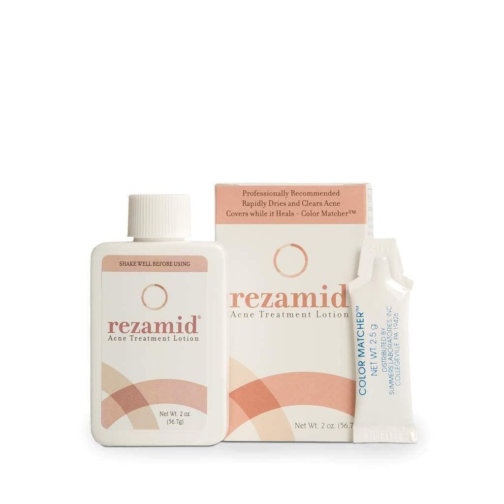 Rezamid Acne Spot Treatment Lotion - 5% Sulfur & 2% Resorcinol, Oily Skin Concealer with Skin Tone Matching, 2oz