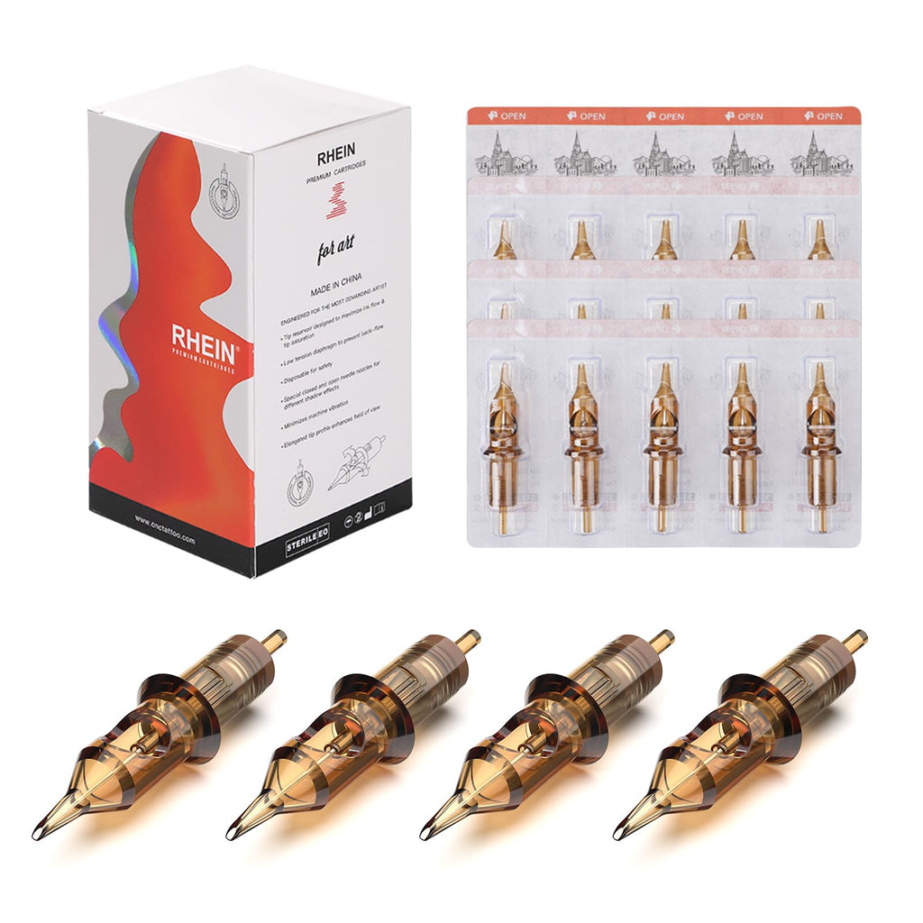 RHEIN Tattoo Cartridges Needles 50pcs 9RL – Mixed #10 Bugpin 0.3mm, 7mm X-Taper EN02-50-1009RL