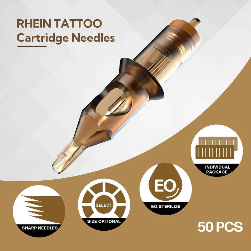 RHEIN Tattoo Cartridges Needles 50pcs Mixed Set – 0.3mm RL & 0.35mm 1RL–1211RL, 3.5mm M-Taper