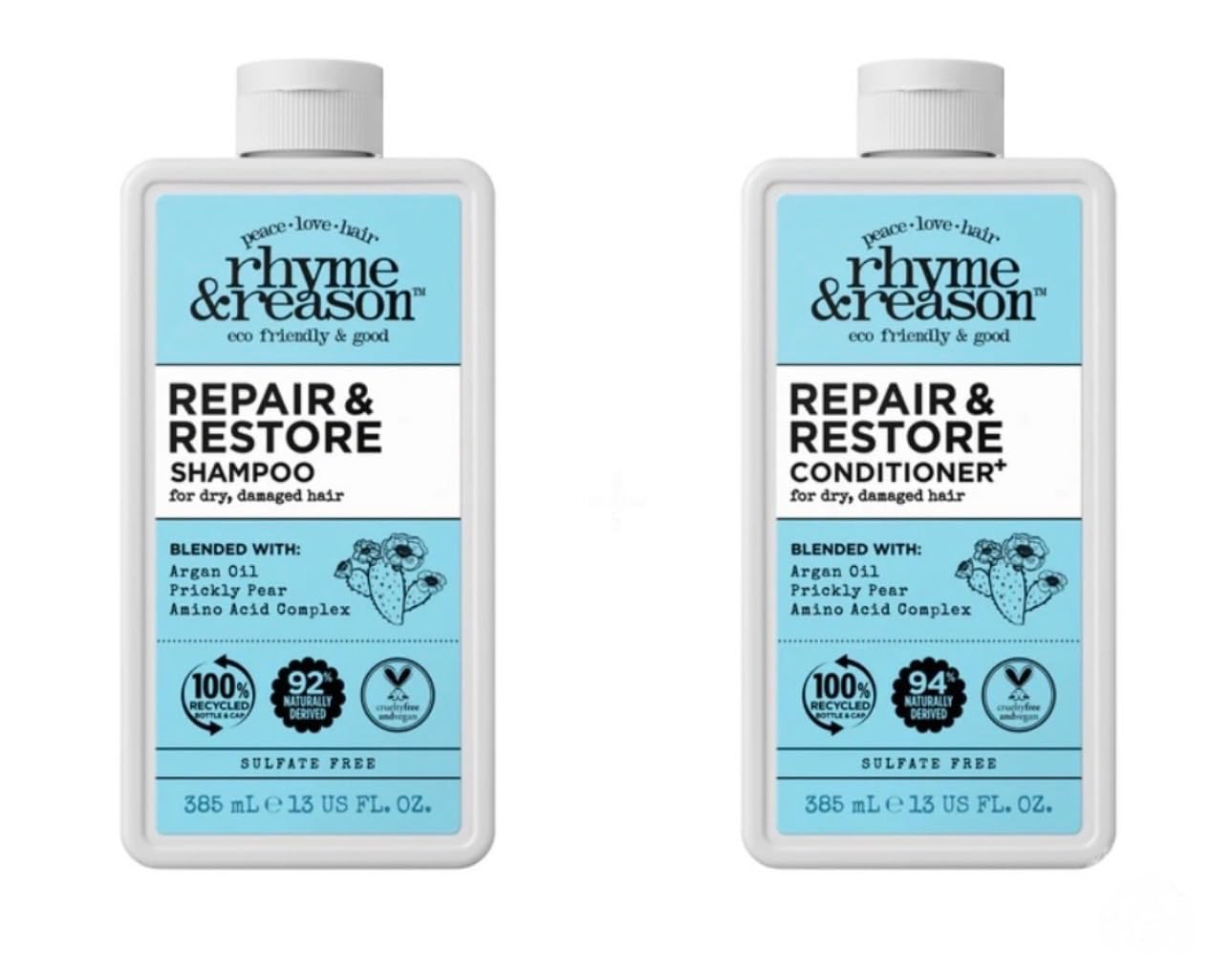 Rhyme & Reason Repair & Restore Shampoo & Conditioner Combo – 13 oz Each | Dry Hair Hydration, Vegan & Cruelty-Free