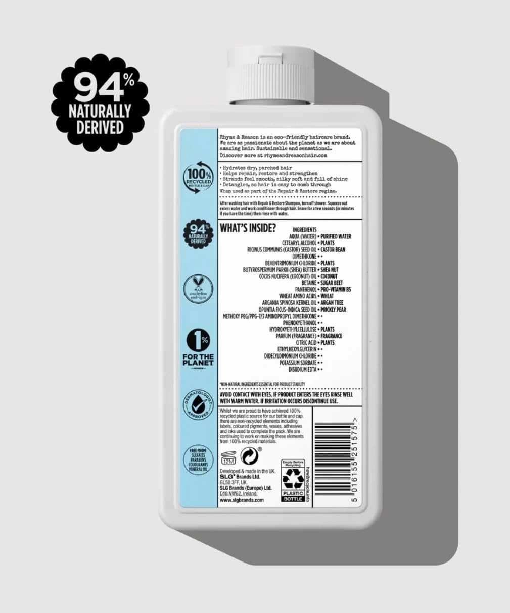 Rhyme & Reason Repair & Restore Shampoo & Conditioner Combo – 13 oz Each | Dry Hair Hydration, Vegan & Cruelty-Free