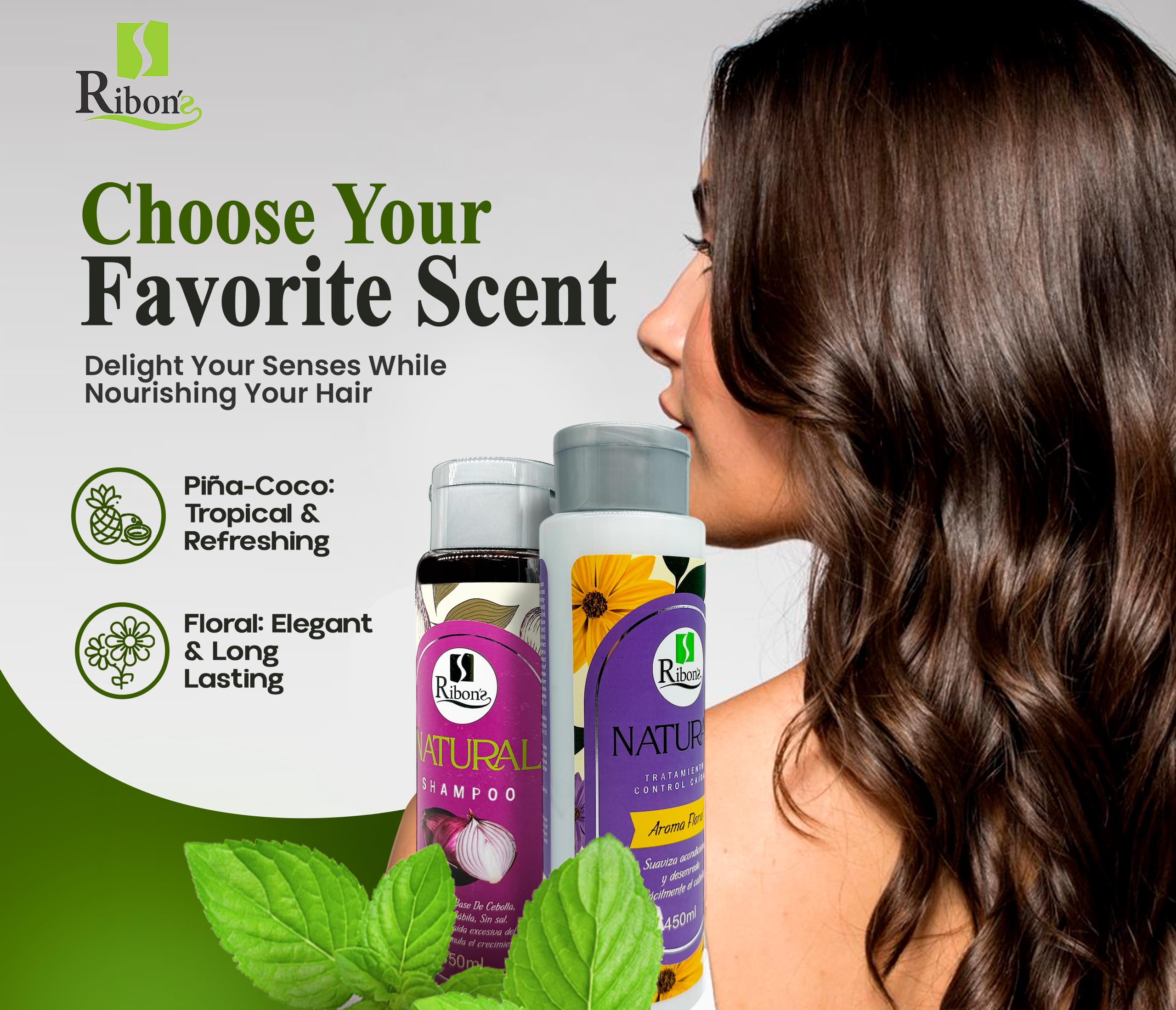 Ribon's Natural Shampoo & Conditioner Set for Hair Growth – Onion, Rosemary & Aloe