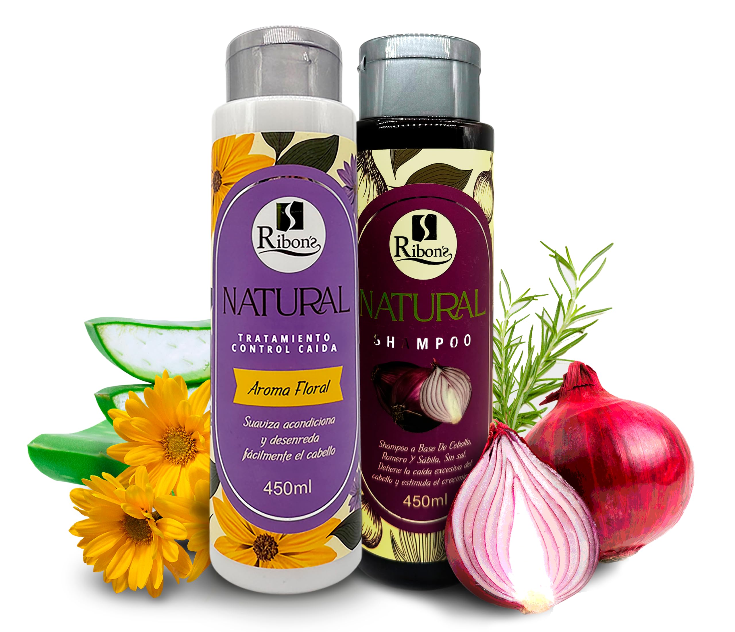 Ribon's Natural Shampoo & Conditioner Set for Hair Growth – Onion, Rosemary & Aloe
