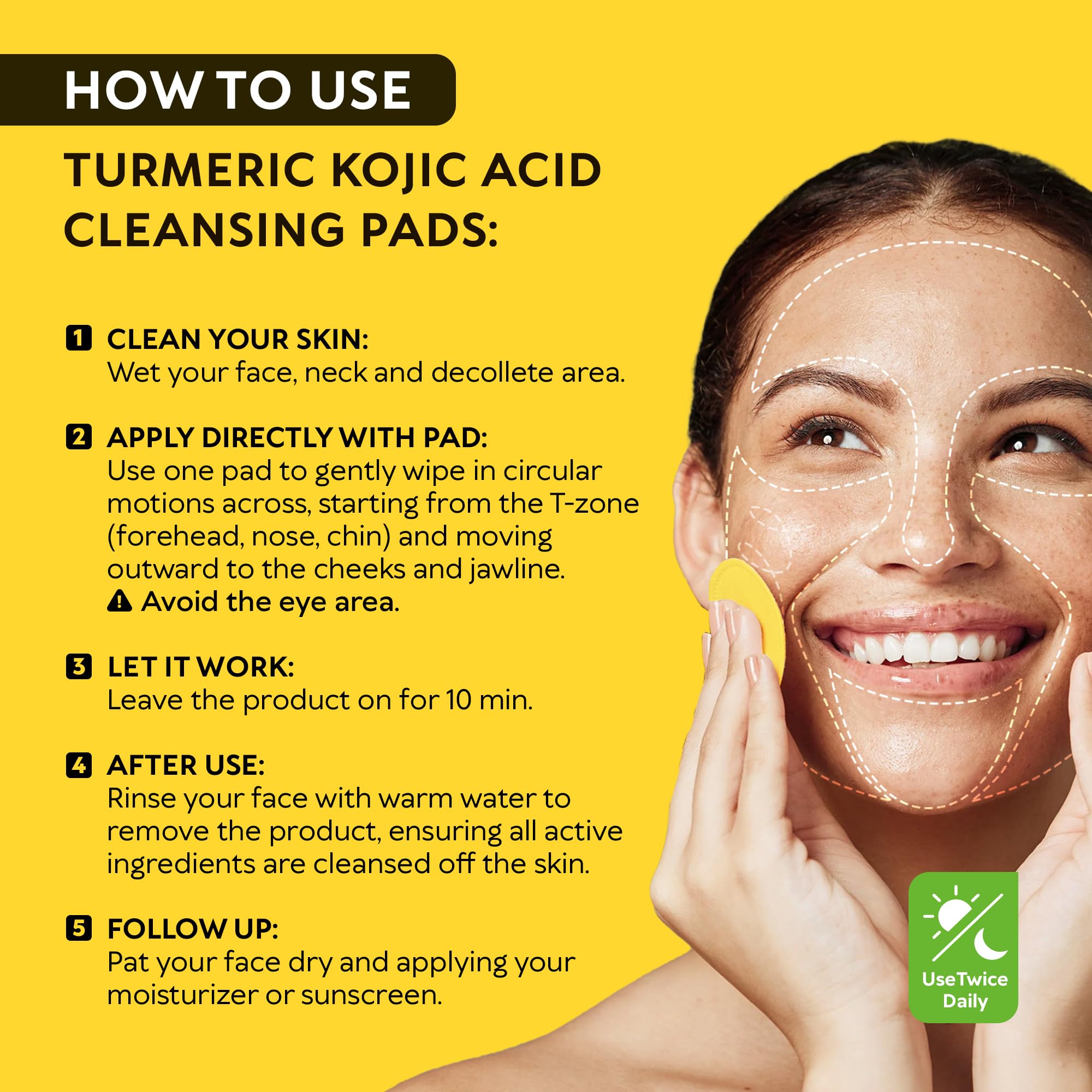 RichGrand Turmeric Kojic Cleansing Pads – Foaming Face Wash with Vitamin C & Lemon
