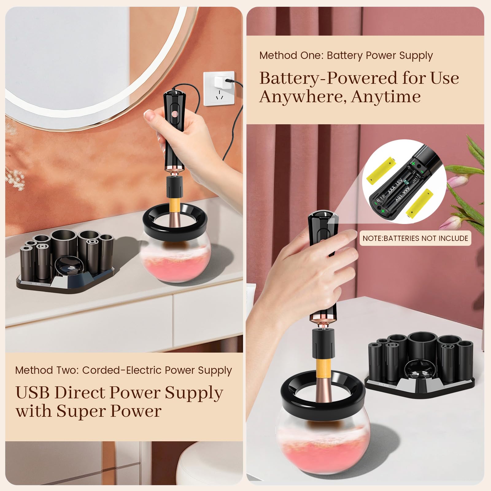 RICRIS Electric Makeup Brush Cleaner and Dryer – Fast Spin Wash
