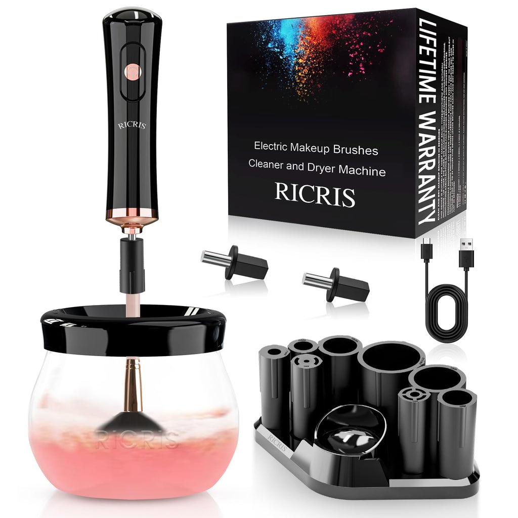 RICRIS Electric Makeup Brush Cleaner and Dryer – Fast Spin Wash