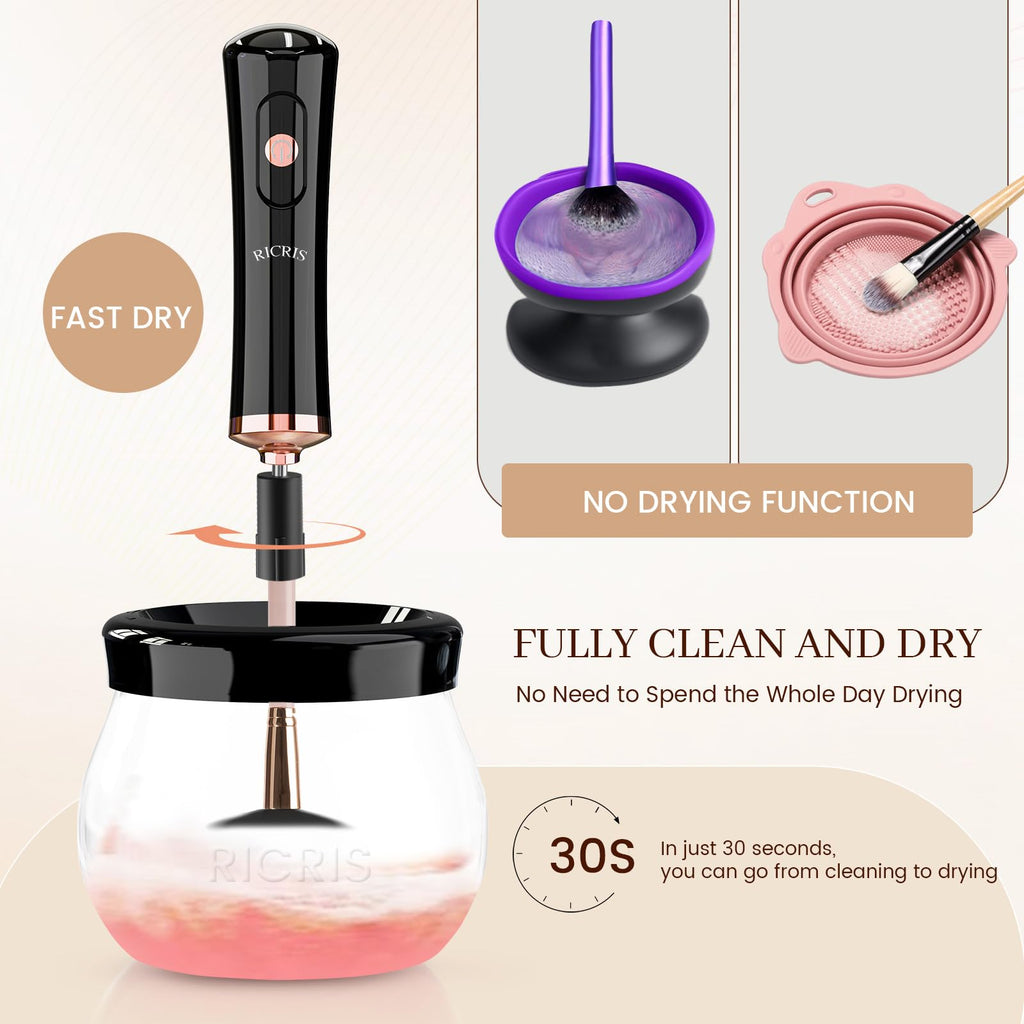 RICRIS Electric Makeup Brush Cleaner and Dryer – Fast Spin Wash