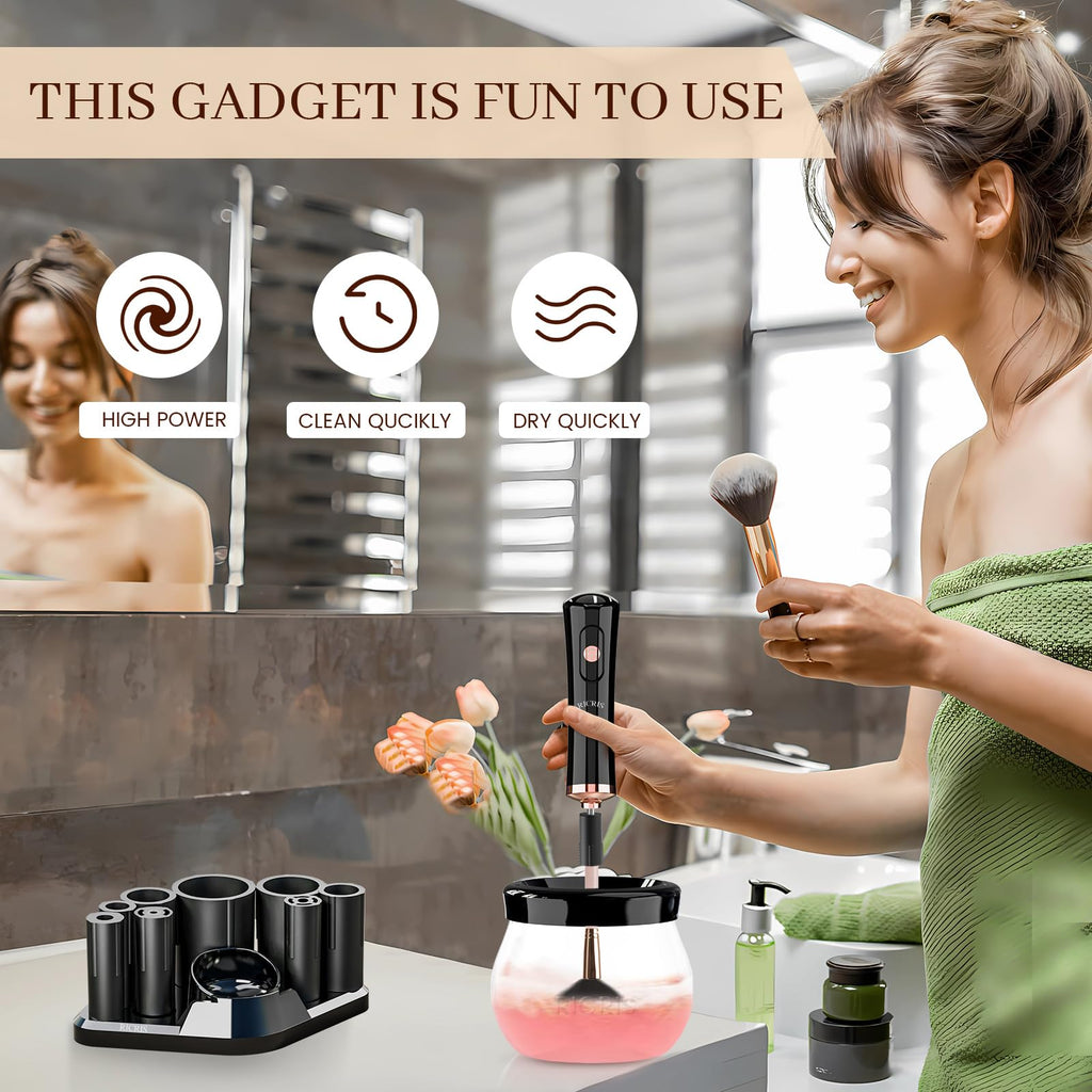 RICRIS Electric Makeup Brush Cleaner and Dryer – Fast Spin Wash