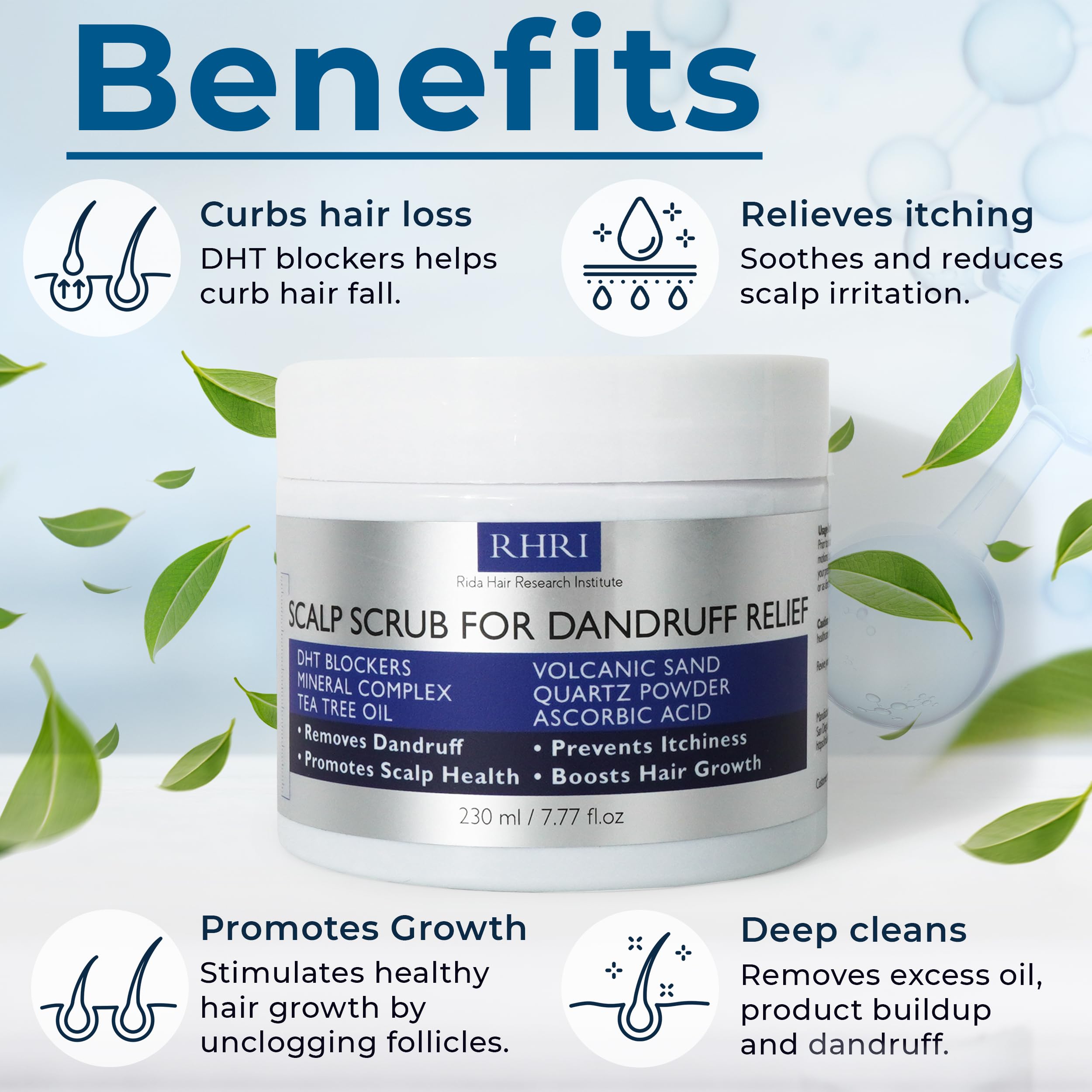 Anti Dandruff Scalp Scrub for Men & Women | Tea Tree Oil & DHT