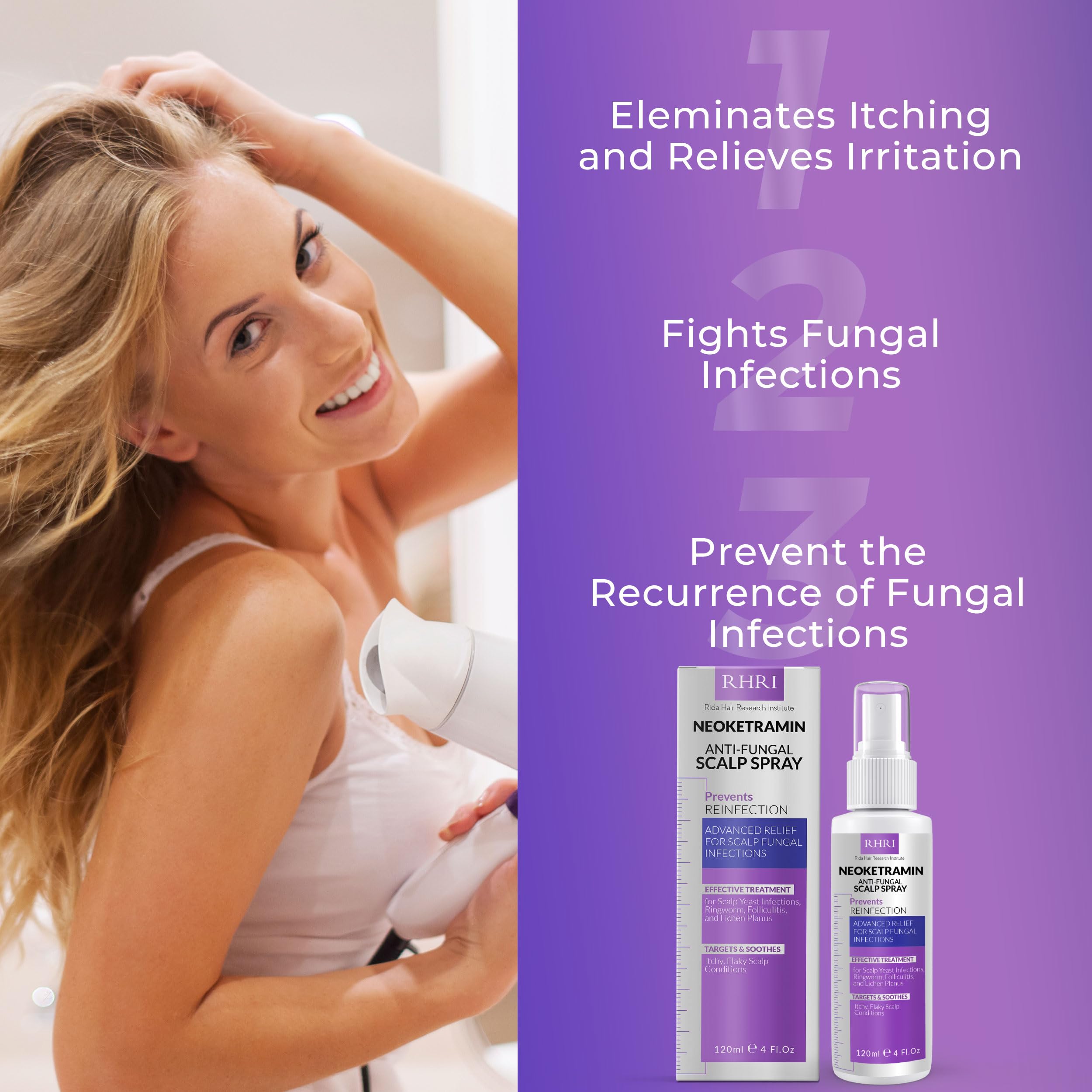Rida Hair Research Institute Neoketramin Antifungal Scalp Spray | Dandruff & Itch Relief