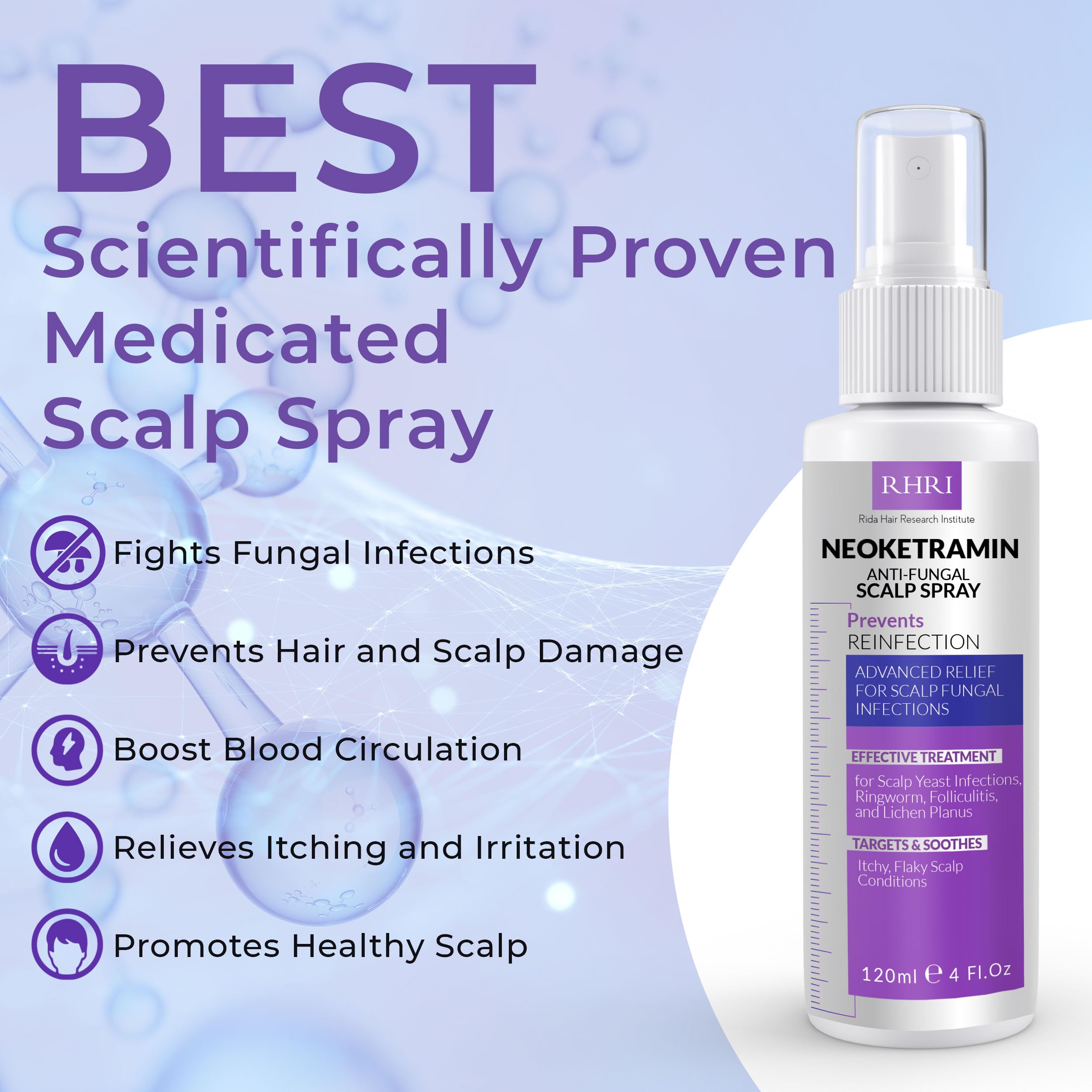 Rida Hair Research Institute Neoketramin Antifungal Scalp Spray | Dandruff & Itch Relief