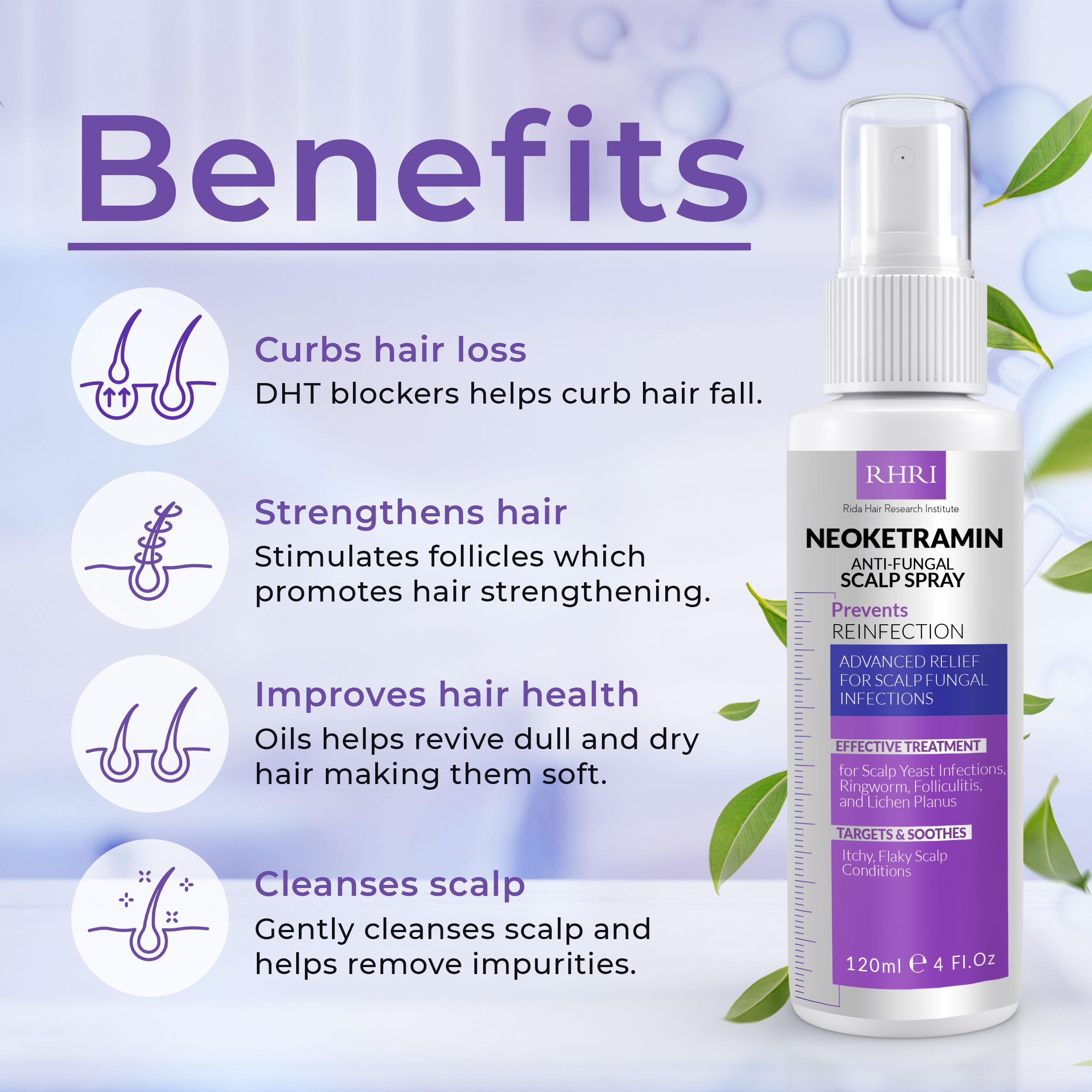 Rida Hair Research Institute Neoketramin Antifungal Scalp Spray | Dandruff & Itch Relief