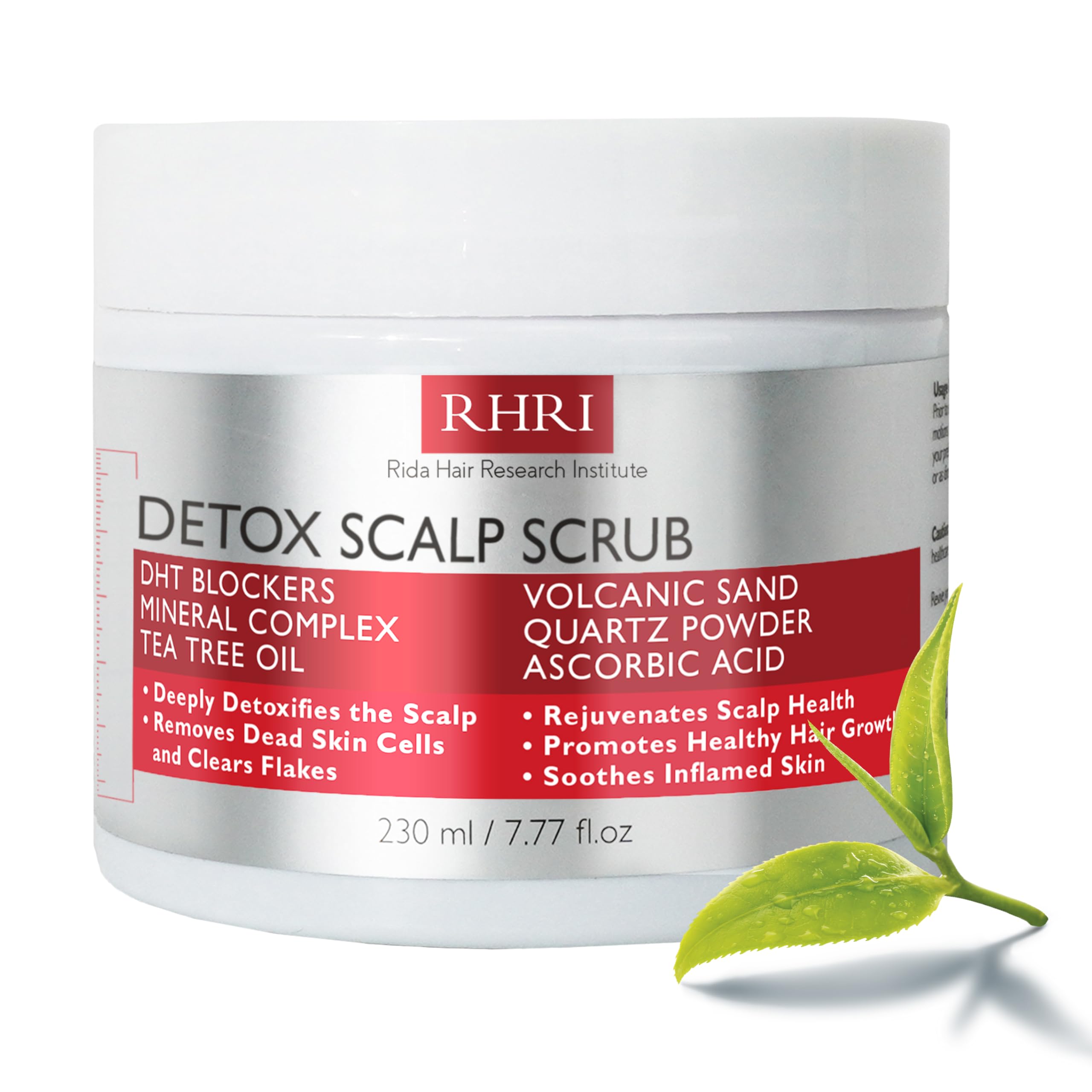 Rida Hair Research Institute Scalp Scrub with Tea Tree Oil | Detox, Exfoliate & DHT Blockers | 7.77 fl oz