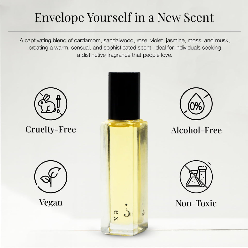 Riddle Ex Roll-On Perfume for Women – Cardamom, Sandalwood, Rose & Musk | Alcohol-Free & Made in USA