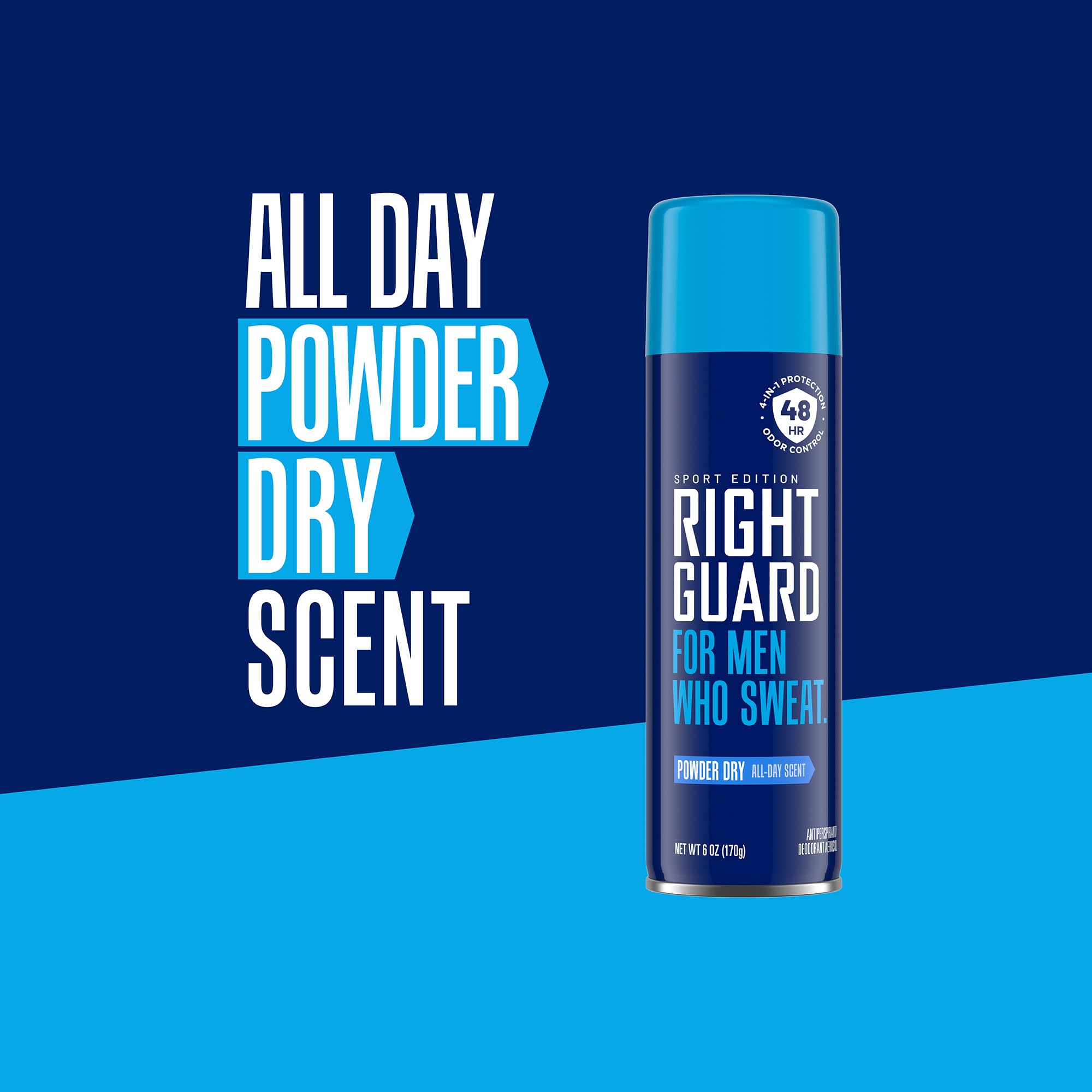 Right Guard Sport Powder Dry Scent 4-in-1 Antiperspirant & Deodorant Spray – 6oz, 3 Pack