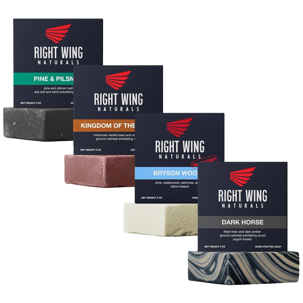 Right Wing Naturals The Frontiersman 4-Pack Bar Soap Gift Set for Men – Handcrafted Cold-Pressed, Natural Scented