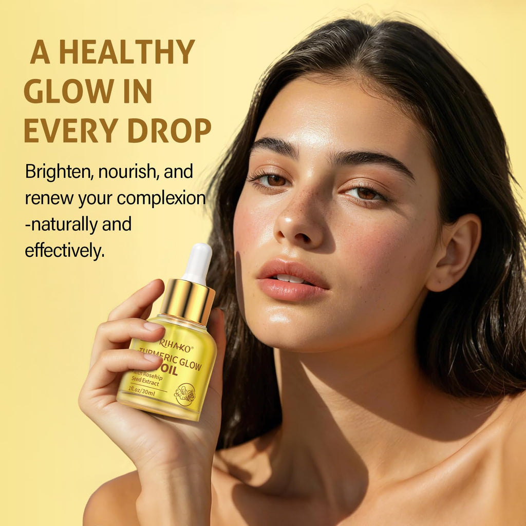RIHAKO Turmeric Rosehip Face Oil for Gua Sha – Hydrating Anti-Aging Glow