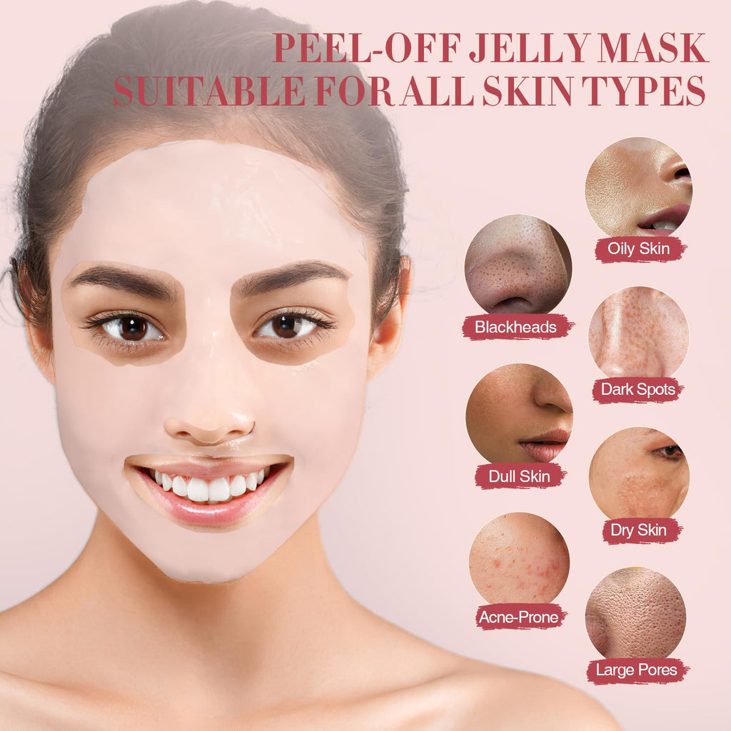 RIHAKO Jelly Mask Gift Kit – Turmeric Vitamin C, Rose & Green Tea Hydrating Face Masks