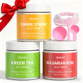 RIHAKO Jelly Mask Gift Kit – Turmeric Vitamin C, Rose & Green Tea Hydrating Face Masks