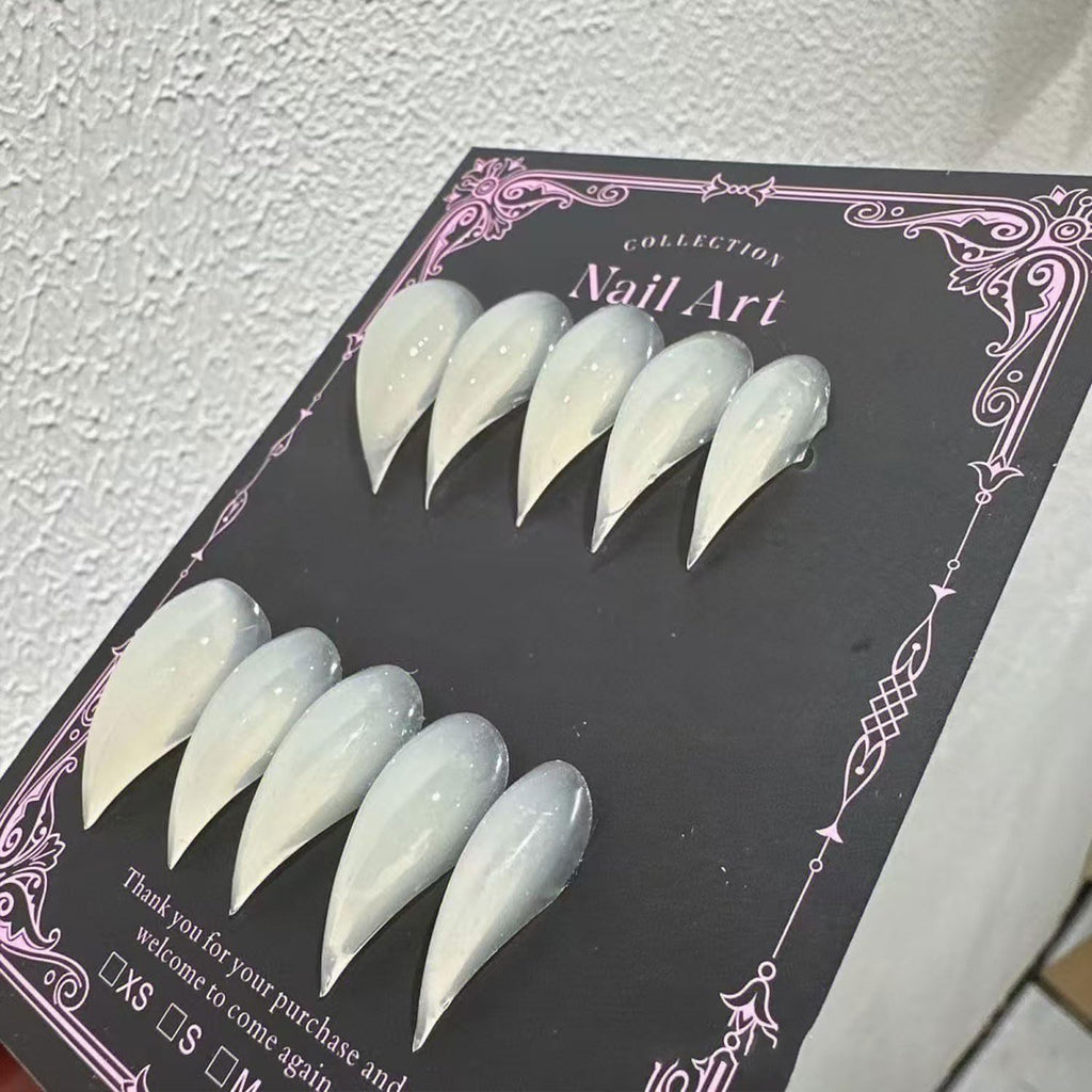 RIICFDD 24 Pcs Halloween Press On Nails – Dragon Claw Gothic Short Curved Stiletto Acrylic Full Cover Nails