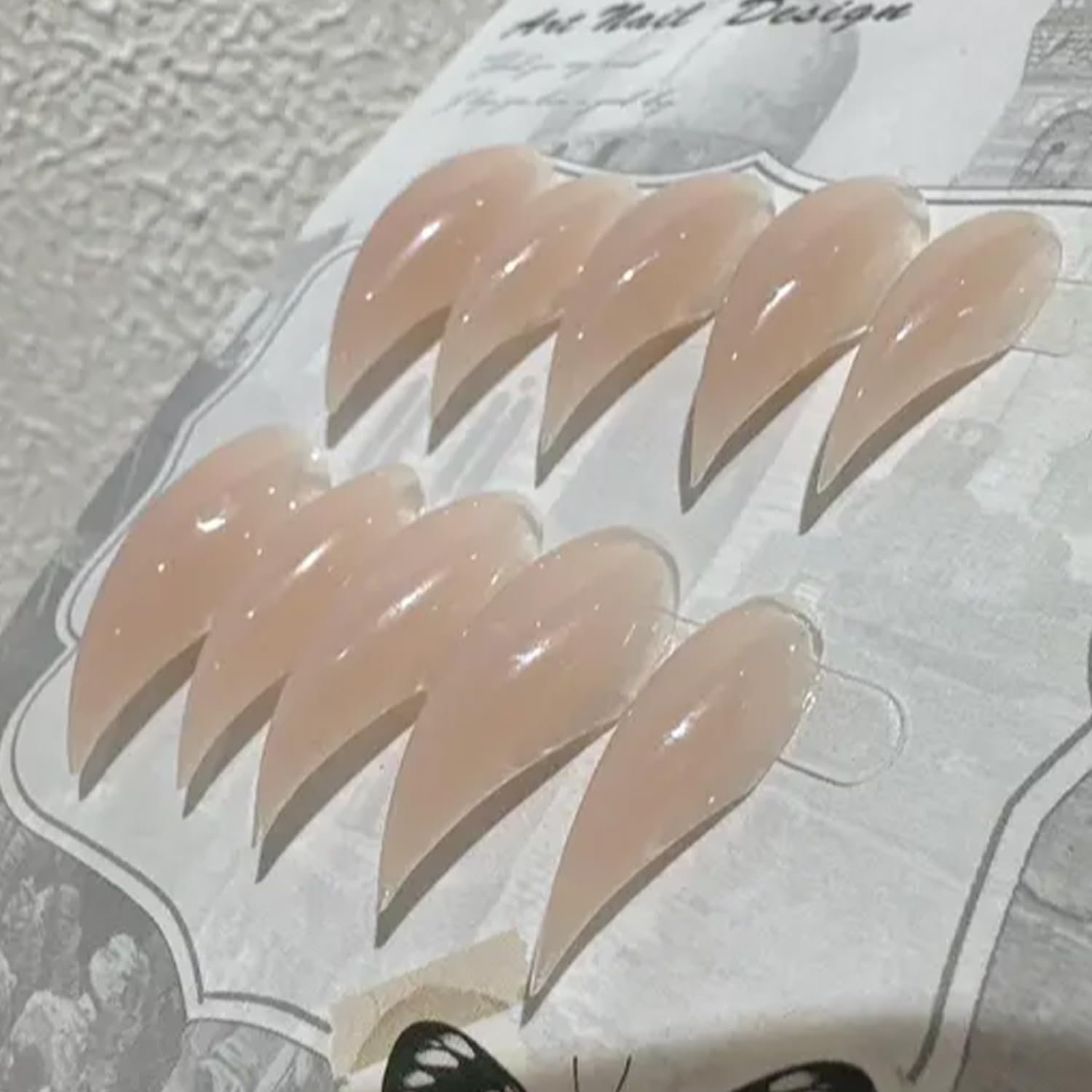 RIICFDD 10-Piece Luxury Press-On Nails – Dragon Claw Nude, Reusable Acrylic Kit