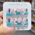 RIICFDD Handmade Press On Nails 3D Blue Rhinestones – Reusable Full-Cover Acrylic Nails (Size M)