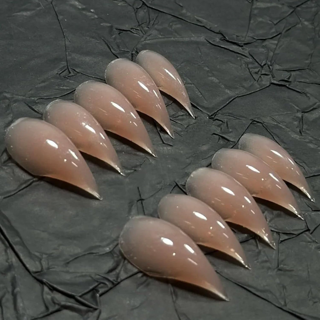 RIICFDD 10-Piece Luxury Press-On Nails – Dragon Claw Nude, Reusable Acrylic Kit