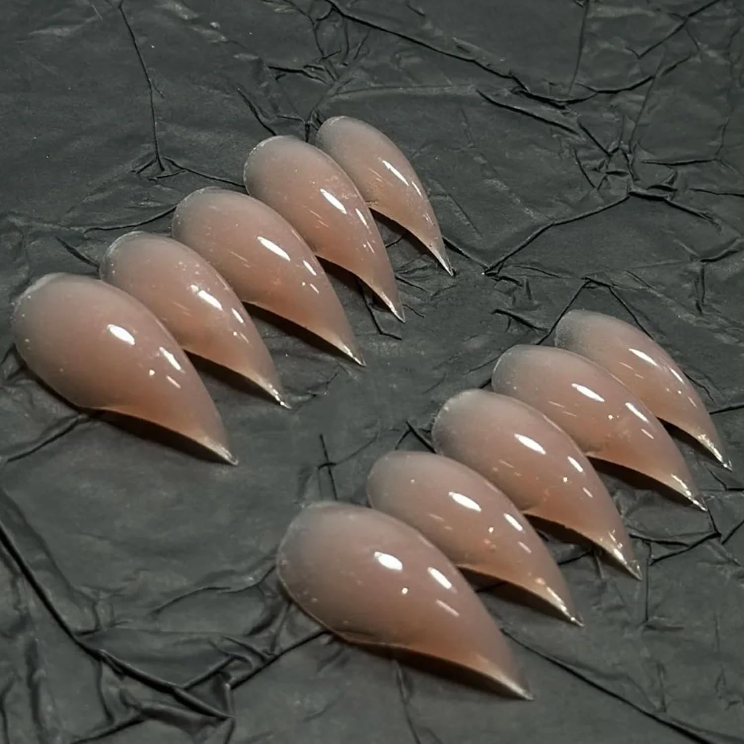 RIICFDD 10-Piece Luxury Press-On Nails – Dragon Claw Nude, Reusable Acrylic Kit