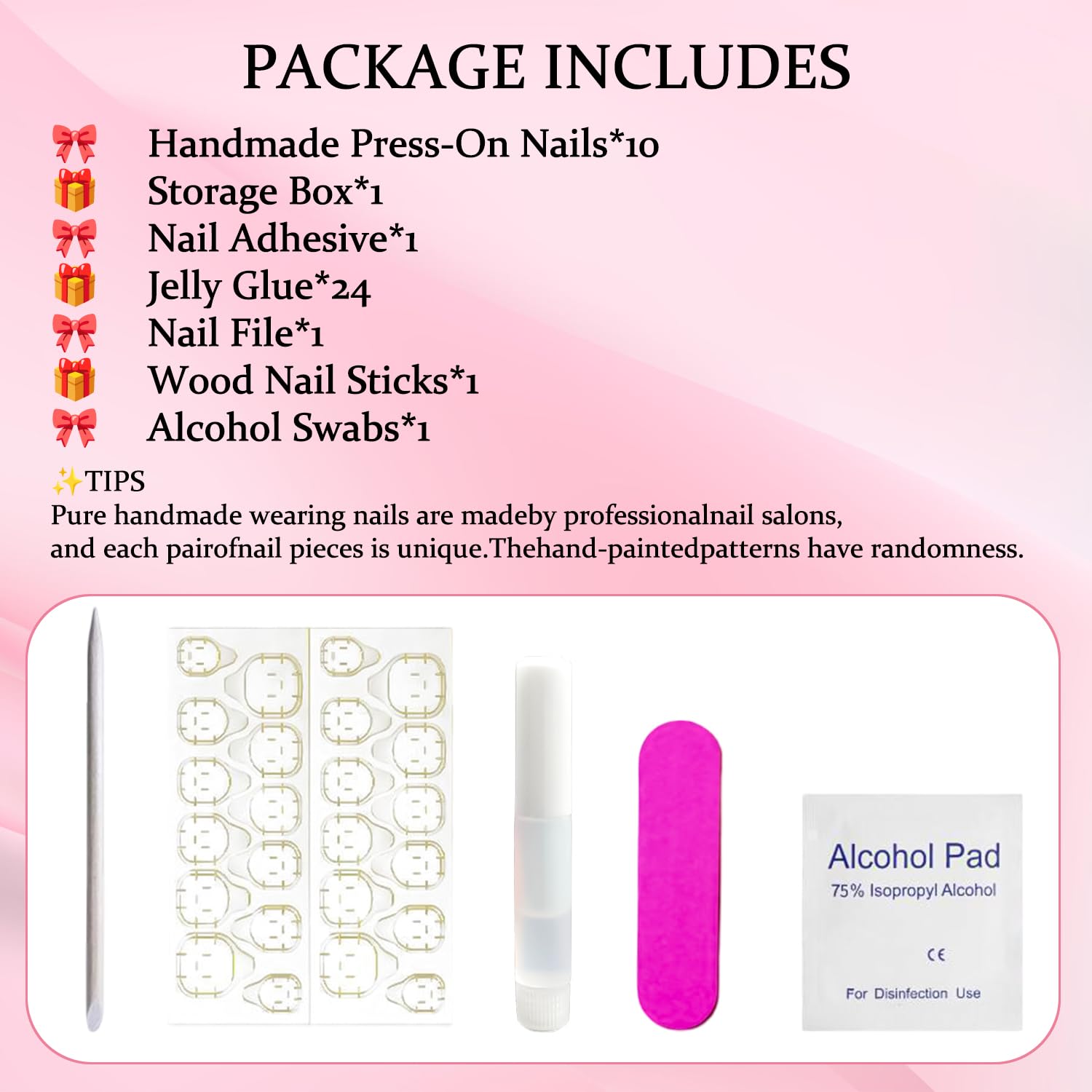 RIICFDD 10 Pcs Handmade Press-On Nails Medium Duck Nude Pink French Tip