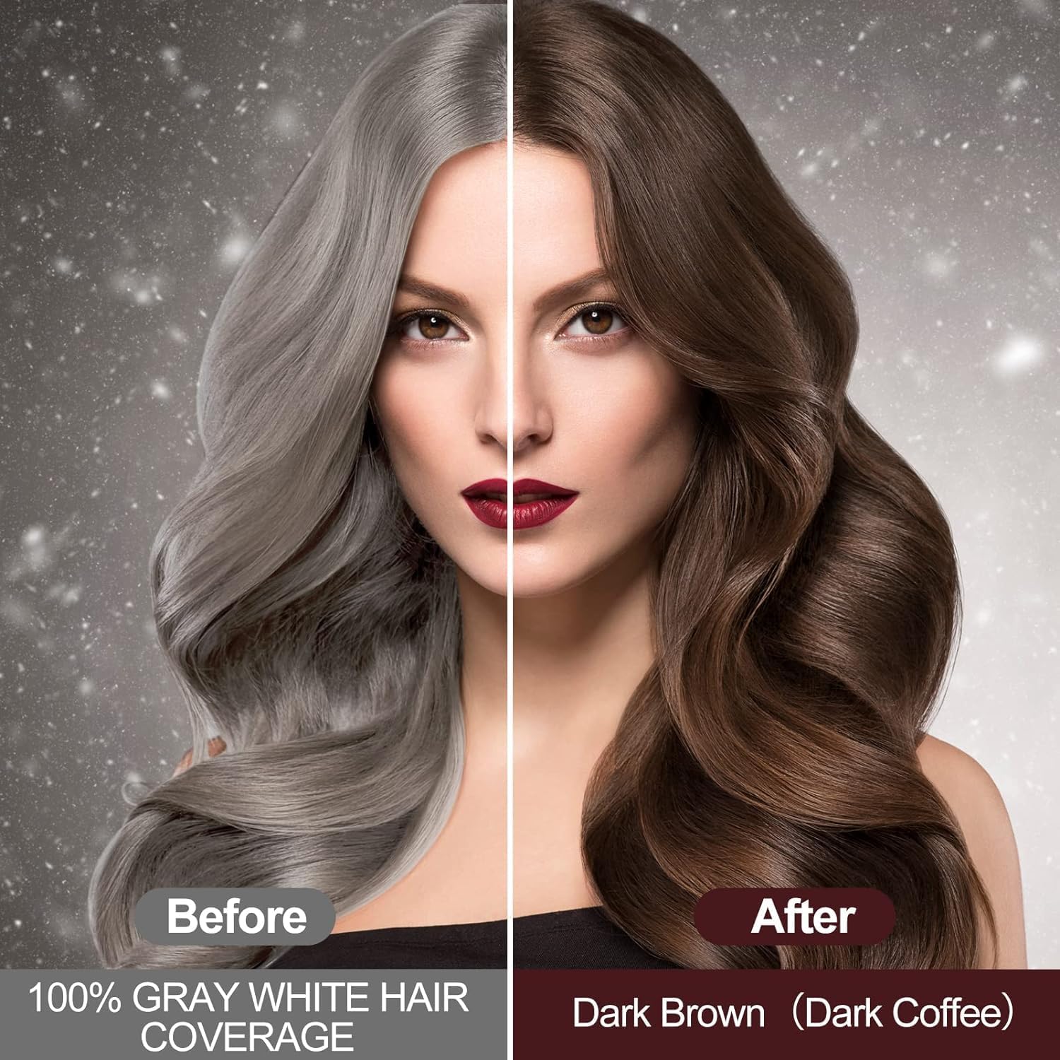 RILSIC Dark Brown Hair Dye Shampoo 3-in-1 for Grey Coverage – Ammonia-Free Herbal Color, 600ML