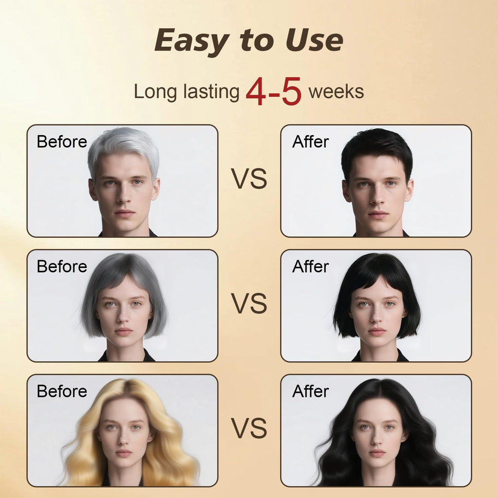 RILSIC Black Hair Dye Shampoo 3 in 1 – Ammonia-Free Grey Coverage in Minutes (600ML)
