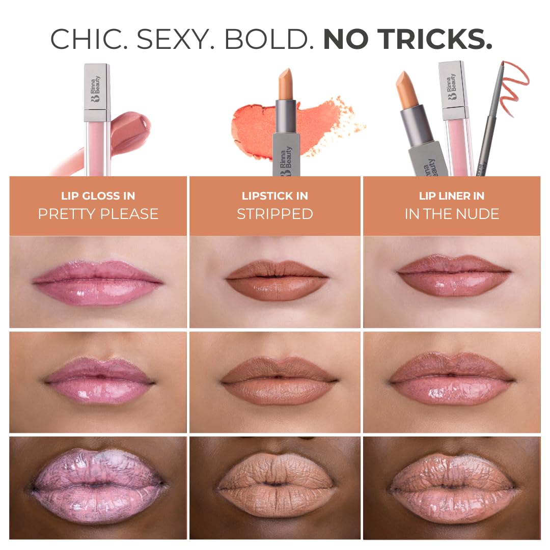 Rinna Beauty Icon Lip Kit Delilah – All-in-One Lip Kit with Lipstick, Lip Gloss & Lip Liner – Pink Nude