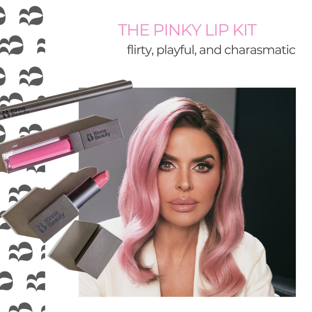 Rinna Beauty Icon Lip Kit - Pinky | All-in-One Lip Kit (Lipstick, Gloss, Lip Liner) - Vegan & Cruelty-Free