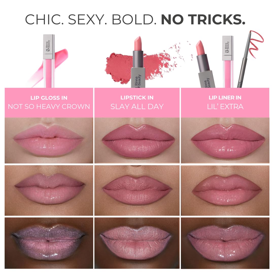 Rinna Beauty Icon Lip Kit - Pinky | All-in-One Lip Kit (Lipstick, Gloss, Lip Liner) - Vegan & Cruelty-Free
