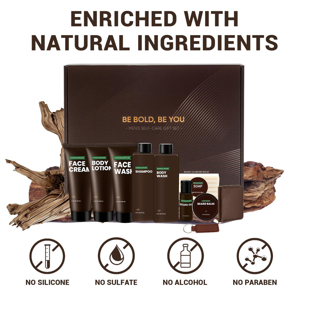Rinse & Robust Men’s Gift Set – Sandalwood Grooming & Beard Care with Accessories