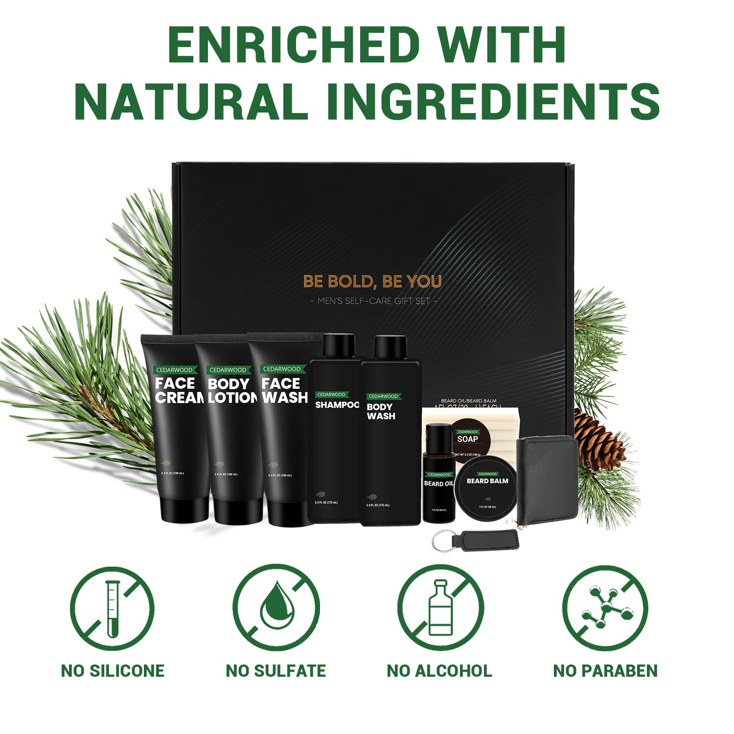 Rinse & Robust Beard Kit for Men – Cedarwood Oil & Balm Gift Set