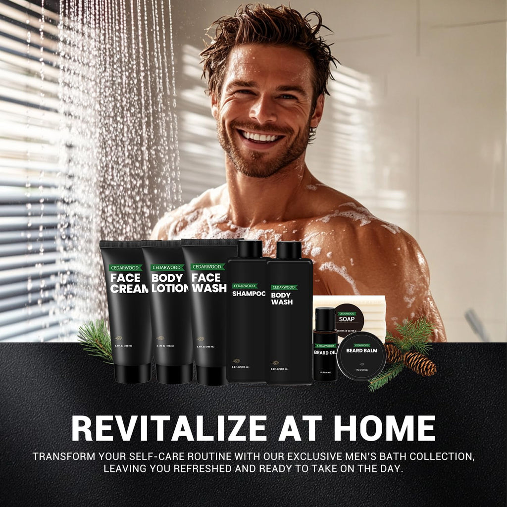 Rinse & Robust Beard Kit for Men – Cedarwood Oil & Balm Gift Set