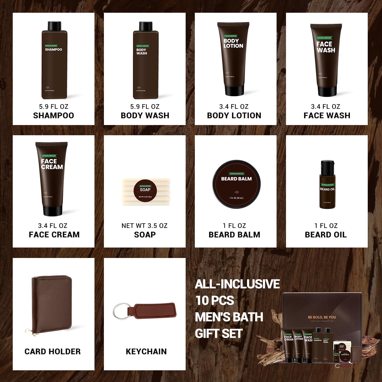 Rinse & Robust Men’s Gift Set – Sandalwood Grooming & Beard Care with Accessories